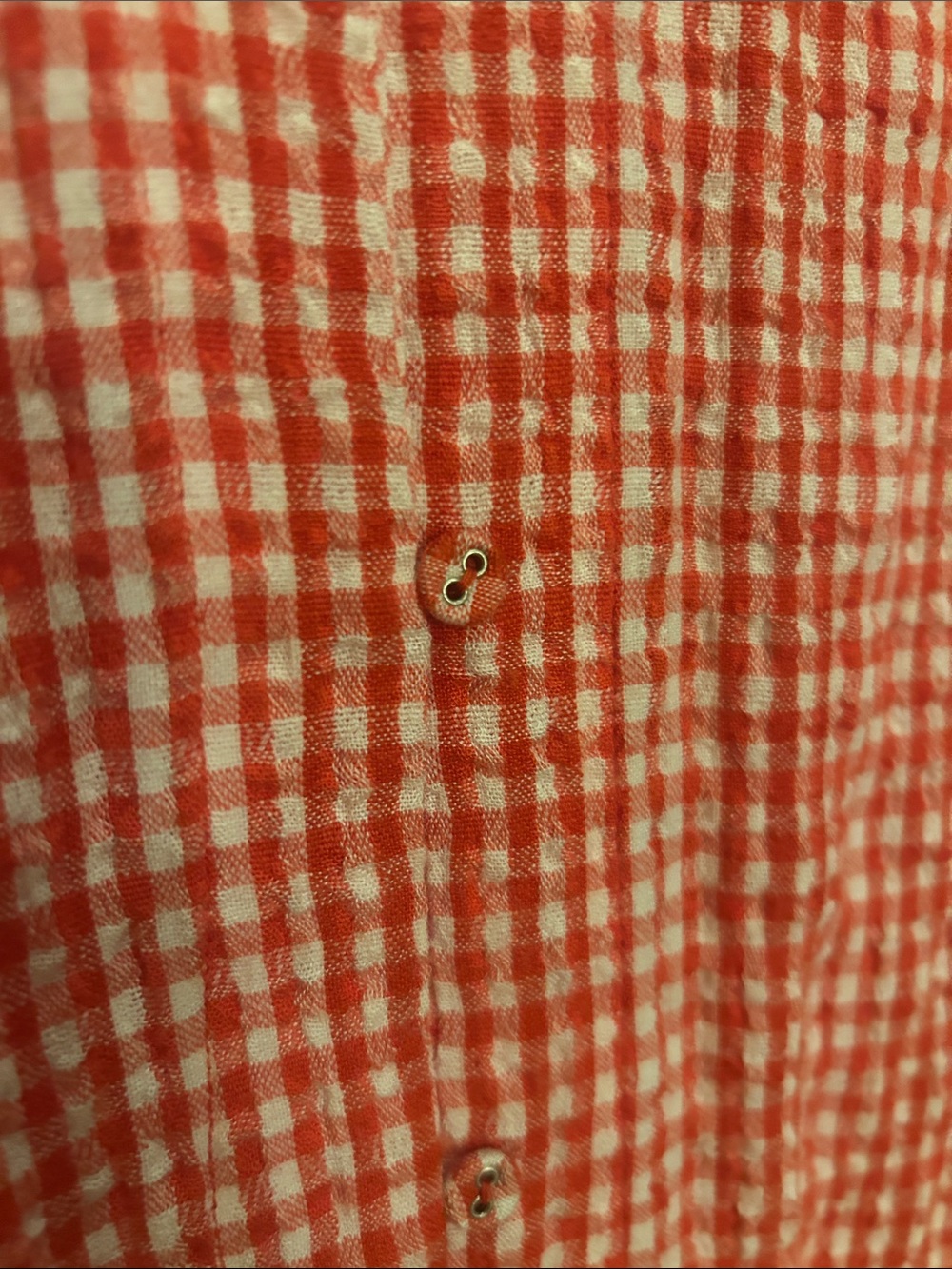 Red & White Gingham Button-Front Short flutter Sleeve Top - Picture 3 of 4